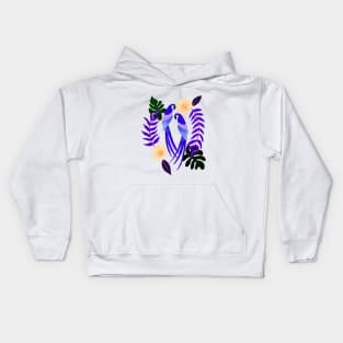 Purple tropical parrots Kids Hoodie